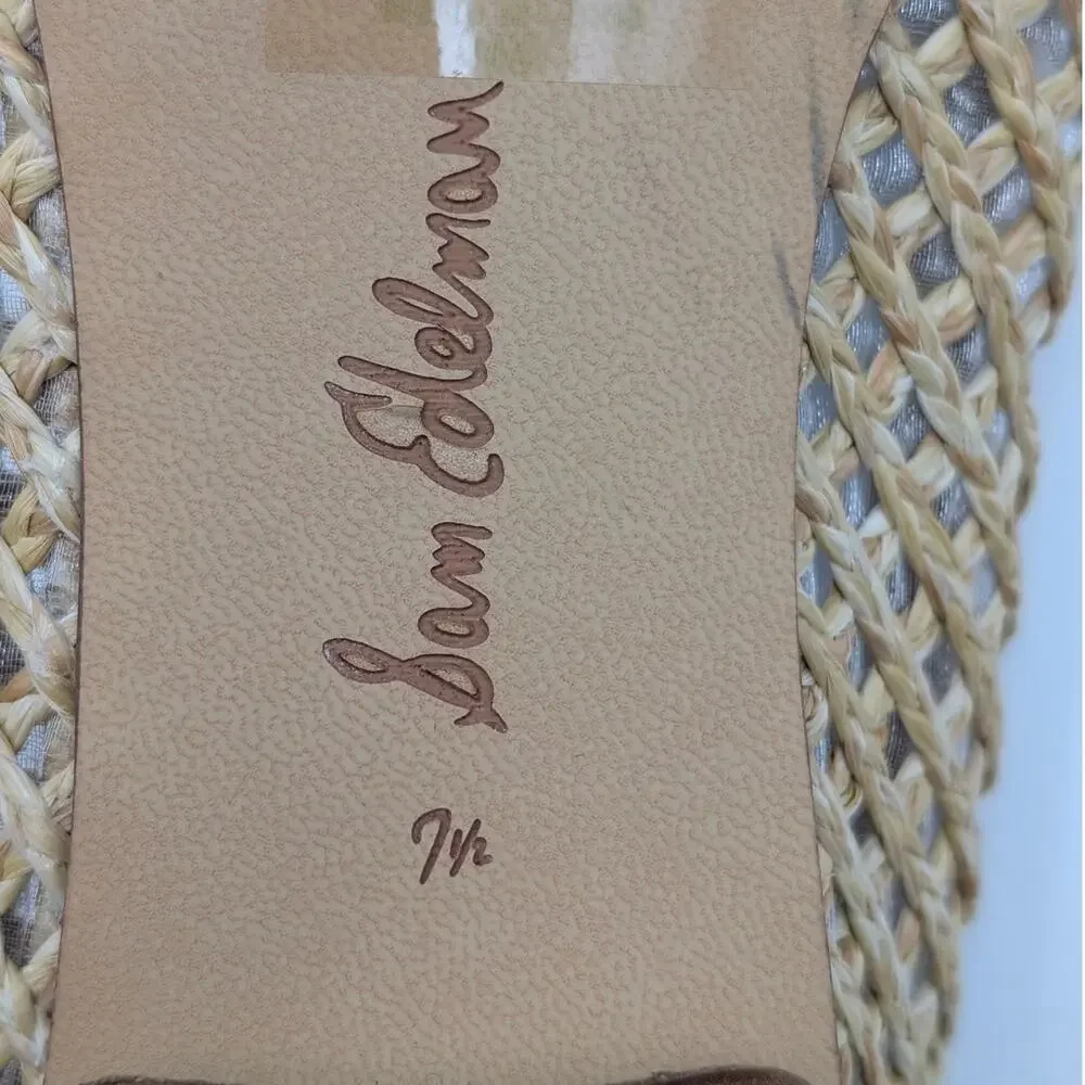 Sam Edelman May Ballet Flat Bow Detail Women's Woven Raffia Size US7.5M EU38